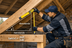 Takvinkel-kalkulator: finn grader og fall på sekunder.