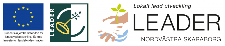 Leader-logga, Europeiska jorbruksfonden investerar för landsbygdsutveckling, Leader Nordvästra Skaraborg logotyp