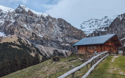 Cliff hike in Champery with waterfalls and footbridge