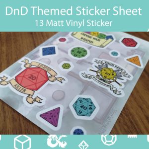 Dungeons and Dragons Themed Matt Vinyl Sticker Sheet