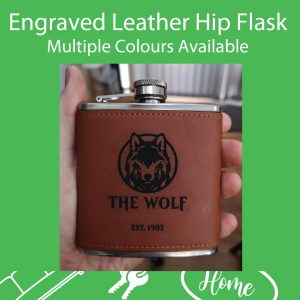 Personalised Engraved Leather 6oz Hip Flask