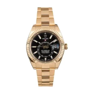 replica-rolex-sky-dweller-black-dial-yellow-gold