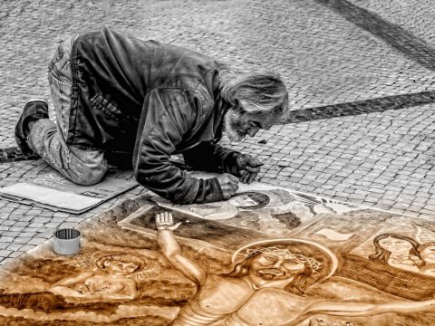 man, artist, street