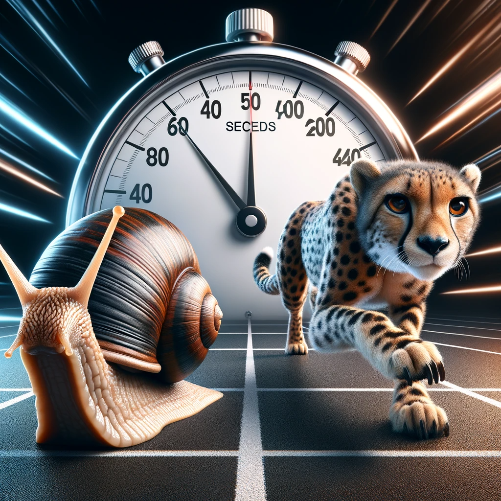 A visual representation highlighting the contrast between slow-loading (snail) and fast-loading (cheetah) websites. This image can be placed in the introductory section to immediately grab the reader's attention and emphasize the importance of website speed