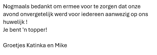 Testimonial Huwelijk Katinka Mike