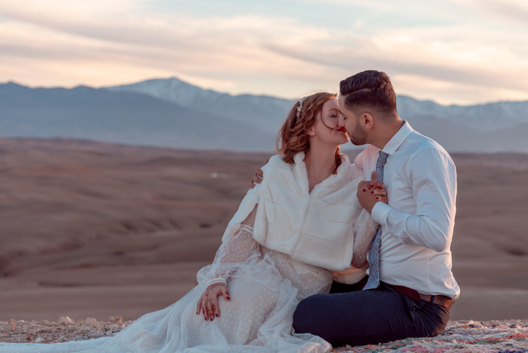wedding sunset romantic in desert morocco