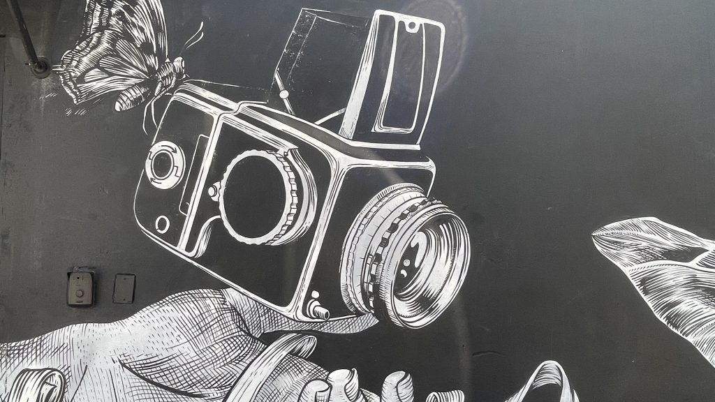 Old fashion camera mural