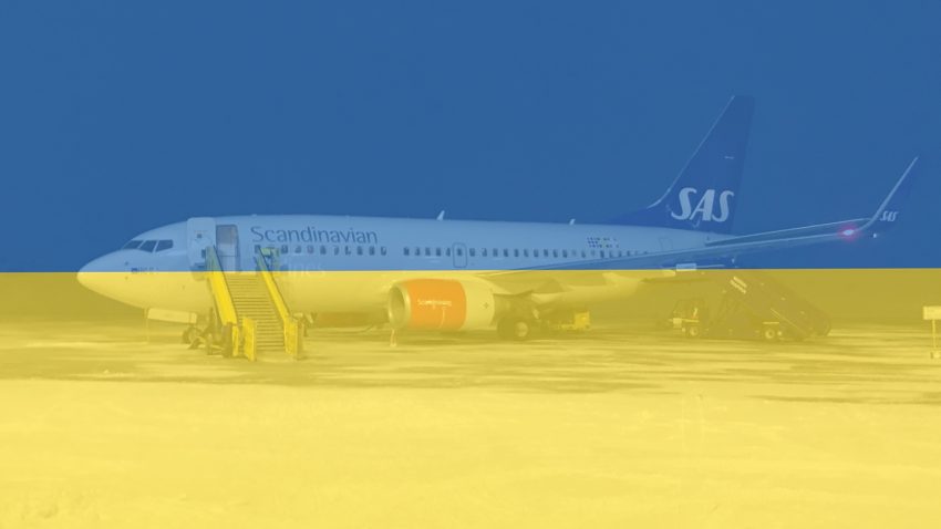 SAS A320 behind the Ukrainian flag.