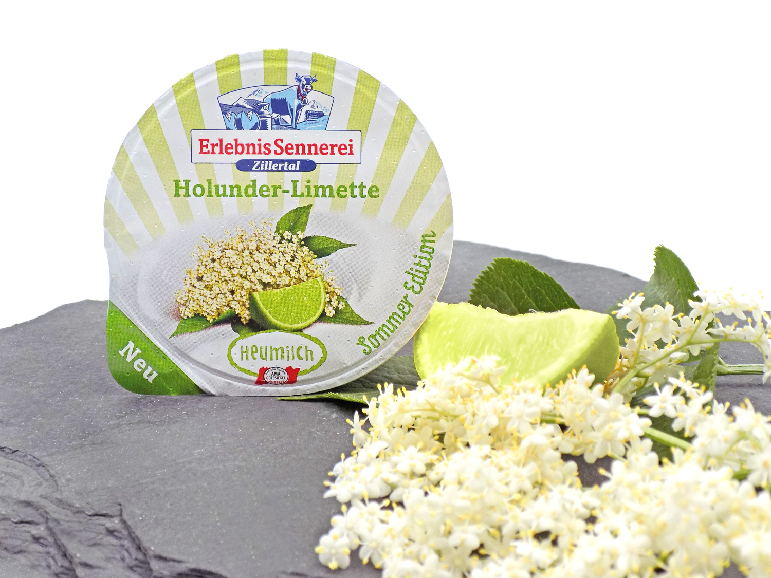 Neues Heumilch-Joghurt Holunder-Limette von der Erlebnissennerei Zillertal