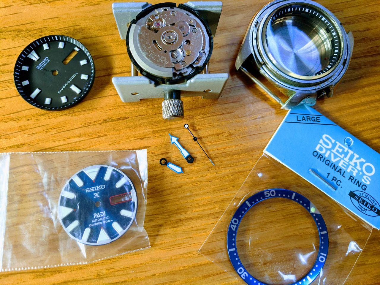 Seiko SKX mod - Components for Seiko modifications. Dial, Chapter ring, Movement Case, Crystal retail Bezel insert