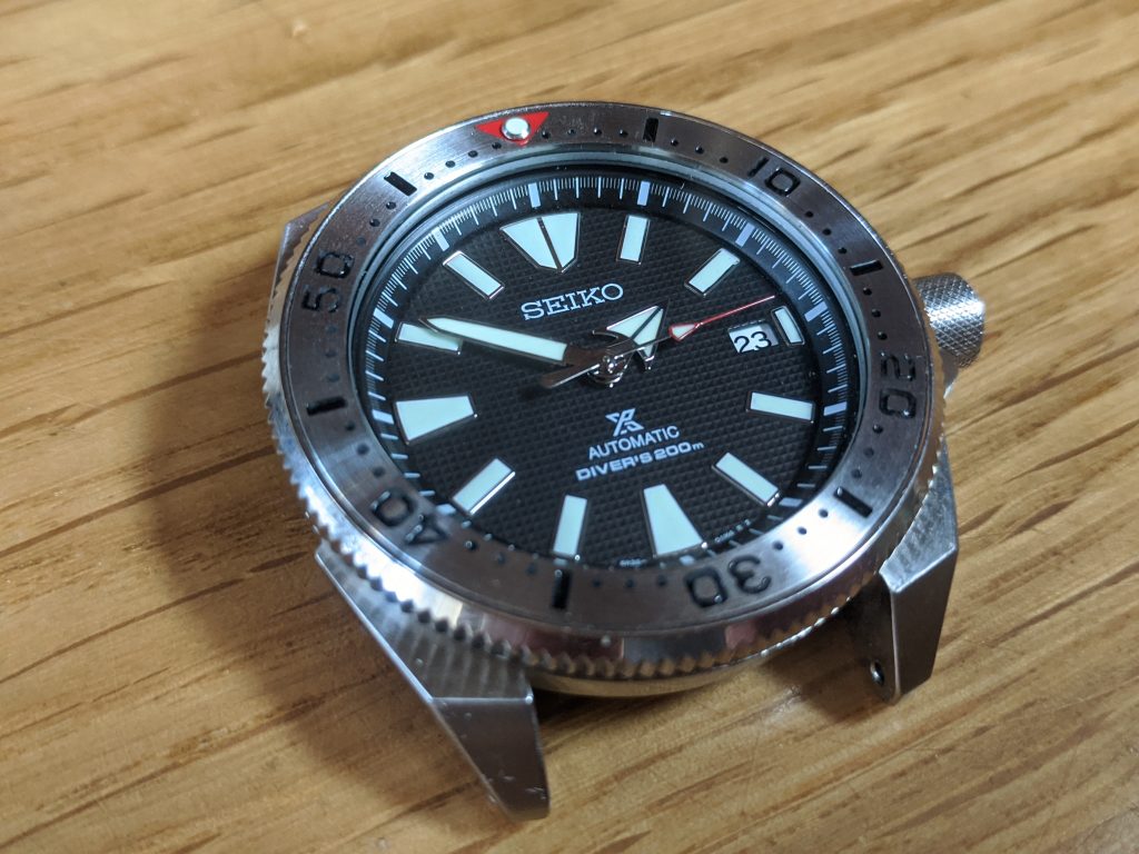 Seiko Samurai Steel Mod Steel Bezel insert with red triangle 