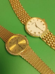 Watch Crystal Repair - Pair of vintage gold ladies watches that have had a sapphire crystal fitted to replace the original for the owner - Wellingtime watch crystal repairs 
