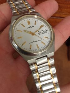 Watch Crystal Repair - Lorus after the case and bracelet have been cleaned and a new sapphire crystal have been fitted  - watch crystal repairs by wellingtime
