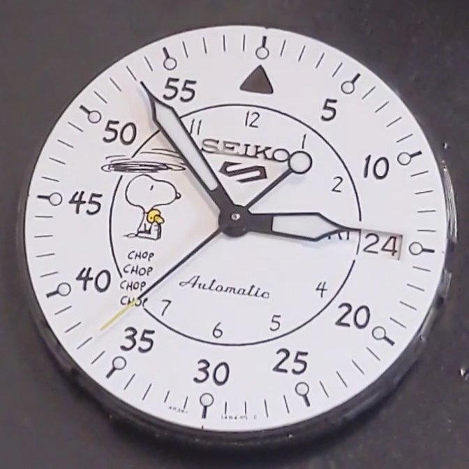 Seiko x Peanuts Collab - SRPK27 - The original dial hands and movement - with additional movement spacer 