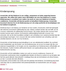 Screenshot website Groenlinks per 05-09-2013