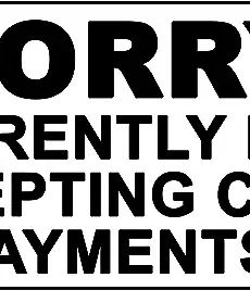 2 x Sorry No Card Payments Info Label Sign Removable Self Adhesive Waterproof Durable Vinyl Label Sticker 225mm x 106mm