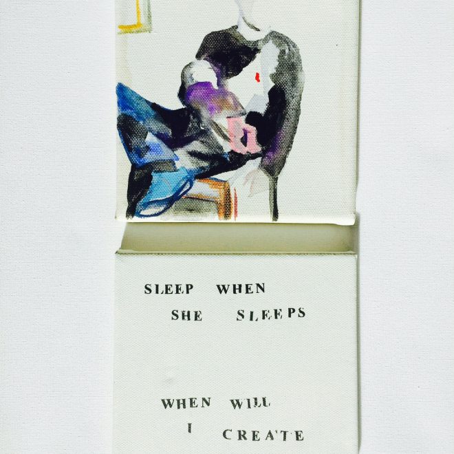 SleepWhenSheSleeps_JessicaTimmis_Painting and Text_30.4x40.6cm