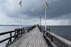 Rättvik pier stretching out on Lake Siljan