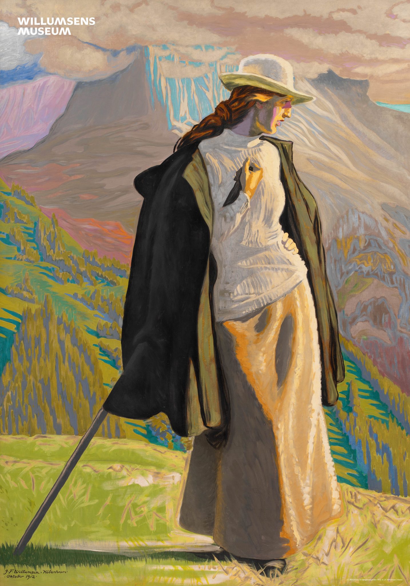 Plakat med motiv af Willumsens værk "En Bjergbestigerske"