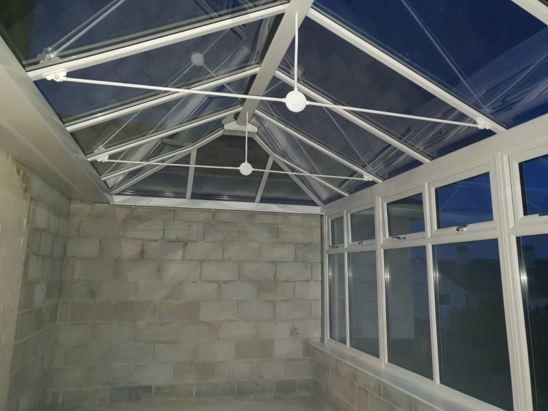 By choosing to entirely block the far end of the conservatory, Mrs G will be able to enjoy privacy 