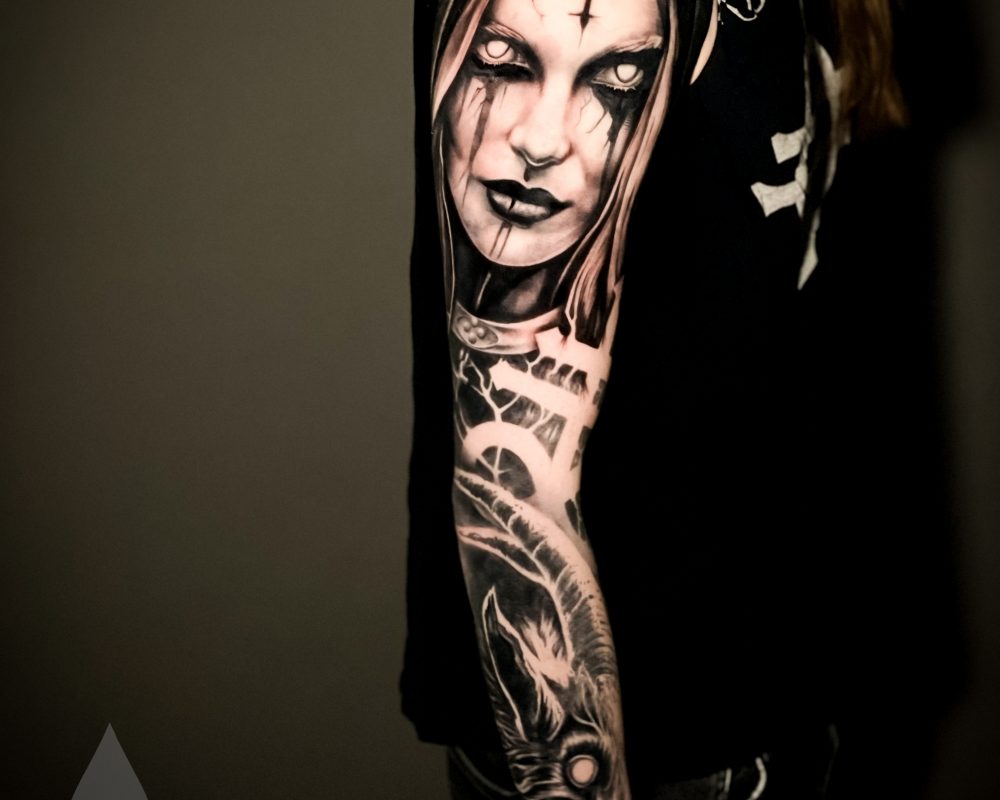 Dark arts satanic nun arm sleeve