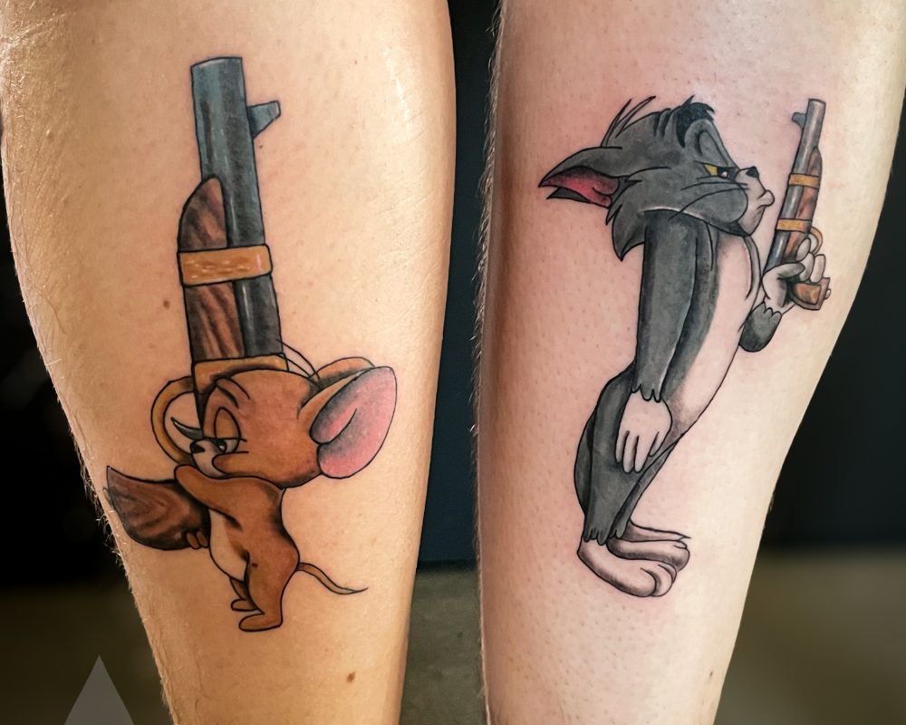 Tom an Jerry cartoon colour friend tattoo