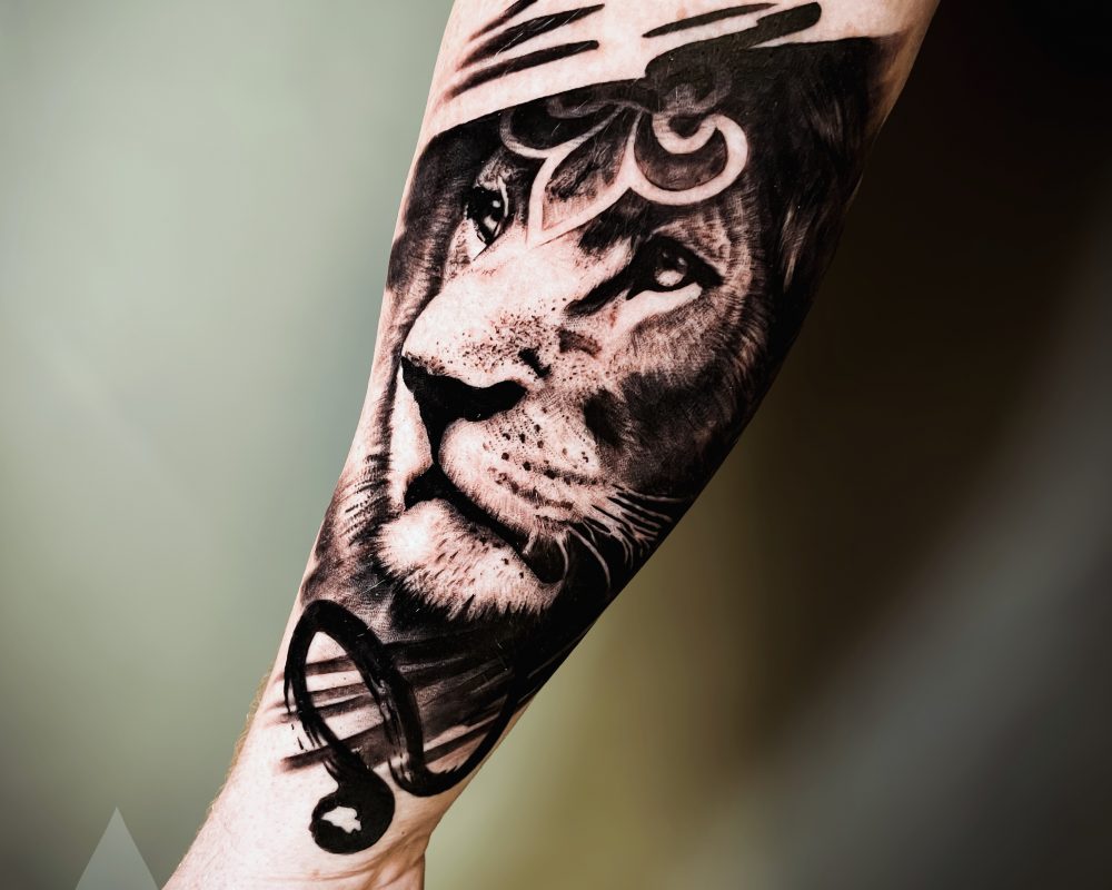 Leo zodiac custom tattoo design graphical realism