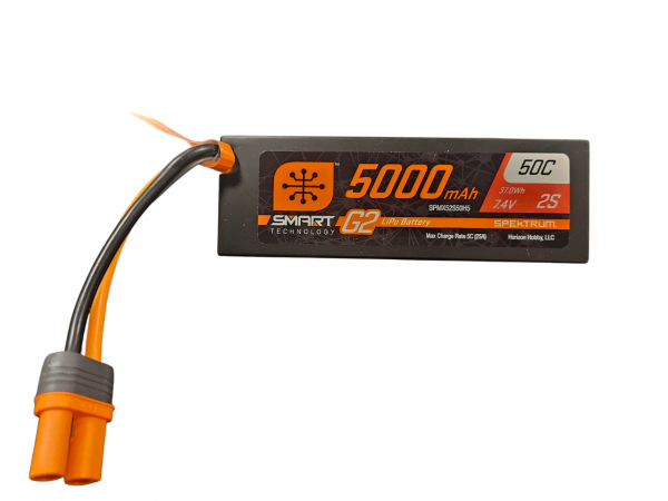 Tweedehands Spektrum 7.4V 5000mAh 2S 50C Smart G2 EC5 (1).