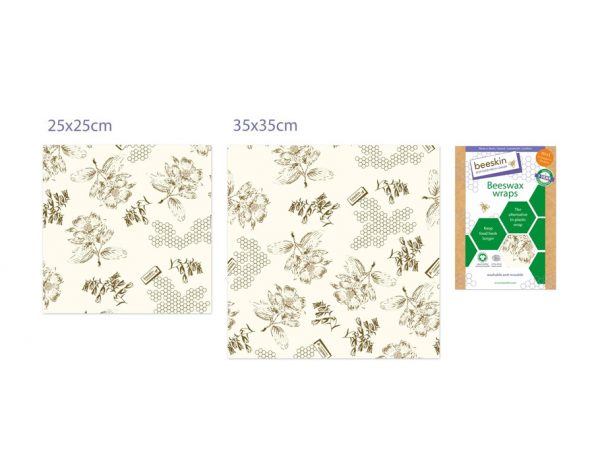 Bewaar-&Lunchboxen | Bijenwasdoeken Set - Medium en Large - Flower print | Duurzaam