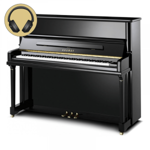 Silent piano's | Yamaha P124 M SH3 PE messing silent piano (zwart hoogglans)