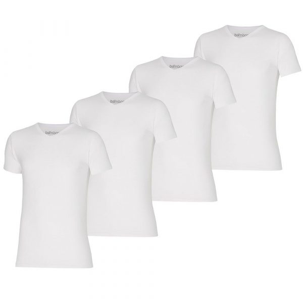 Dagaanbieding | Apollo T-shirt Heren Bamboo Basic V-neck Wit 4-pack