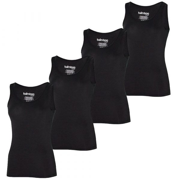 Dagaanbieding | Apollo Singlet Dames Bamboo Zwart 4-pack