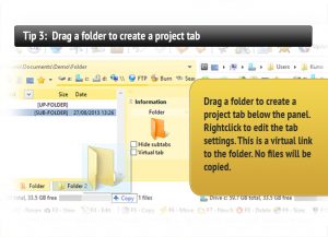 Drag a folder to create a project tab