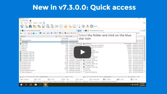 New in WinNc 7.3.0.0: Quick Access