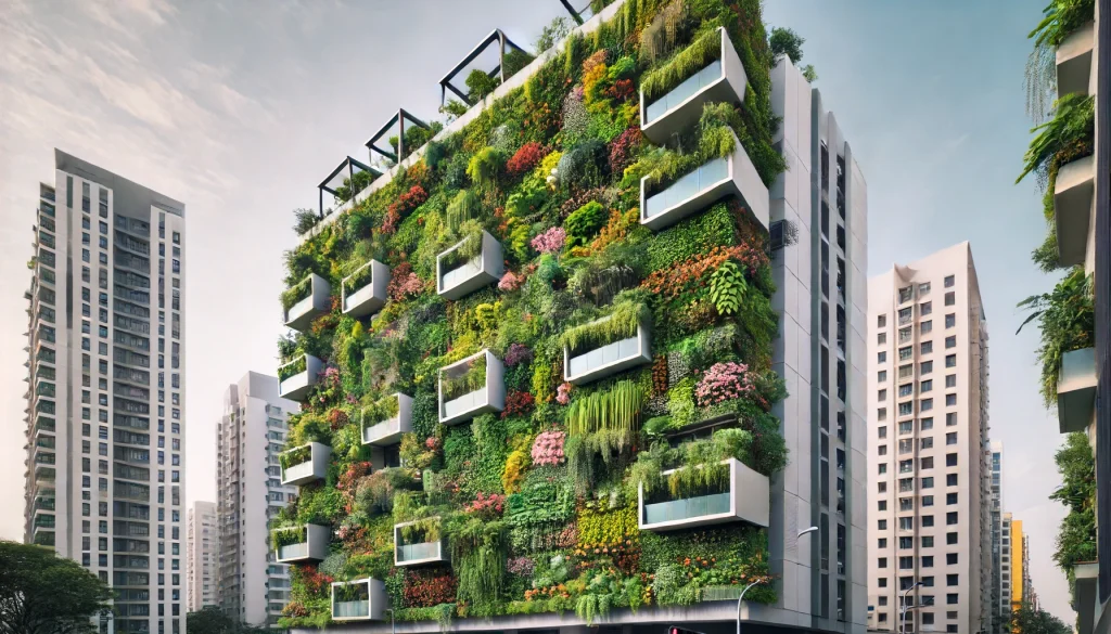 Vertical garden on a flatbuilding