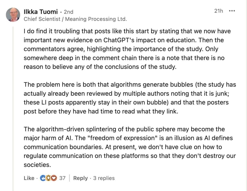 Study on How ChatGPT Boosts Student Learning in Schools Under Fire 1 Ilkka Tuomi