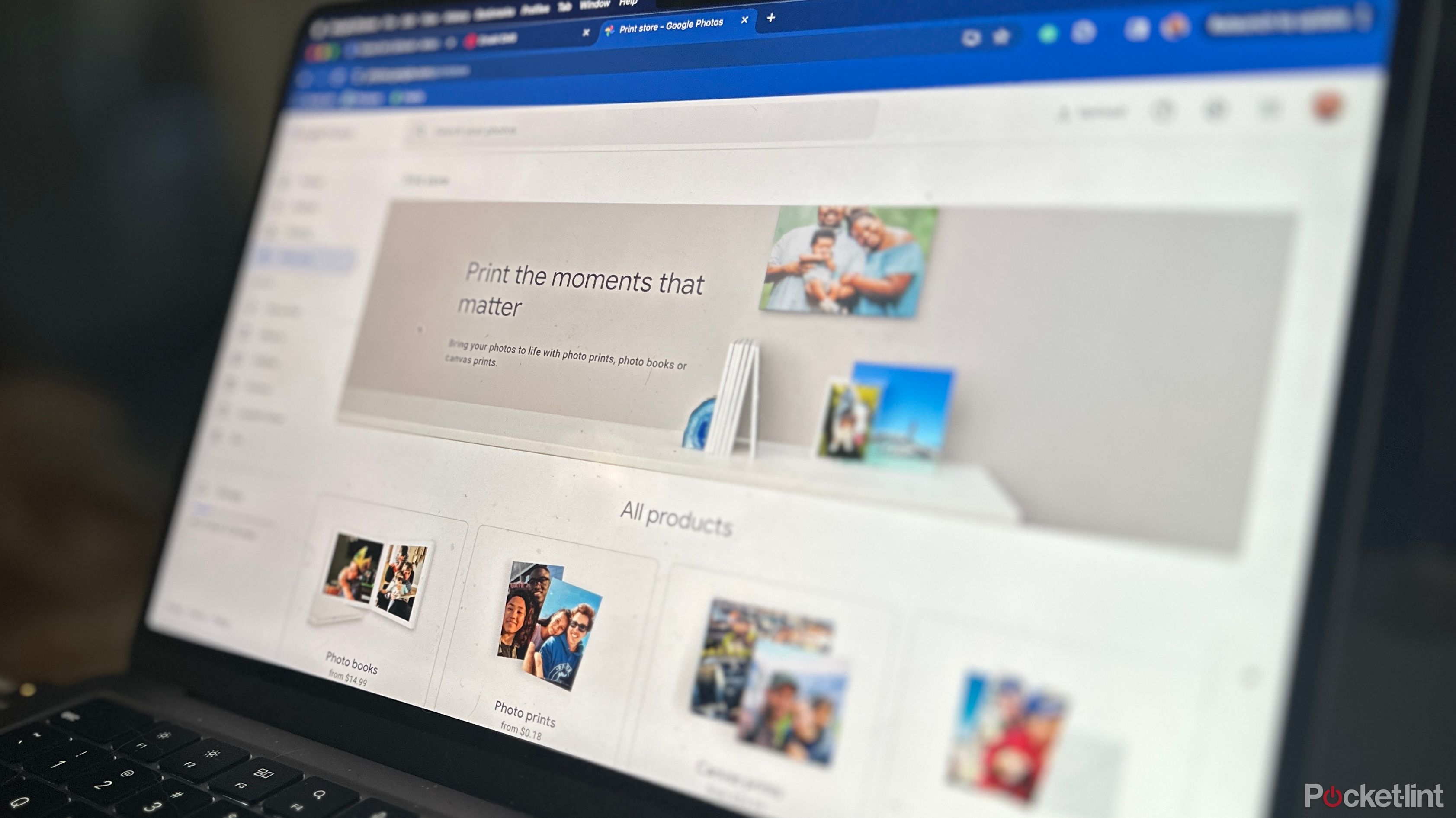 Google Photos print store on a screen