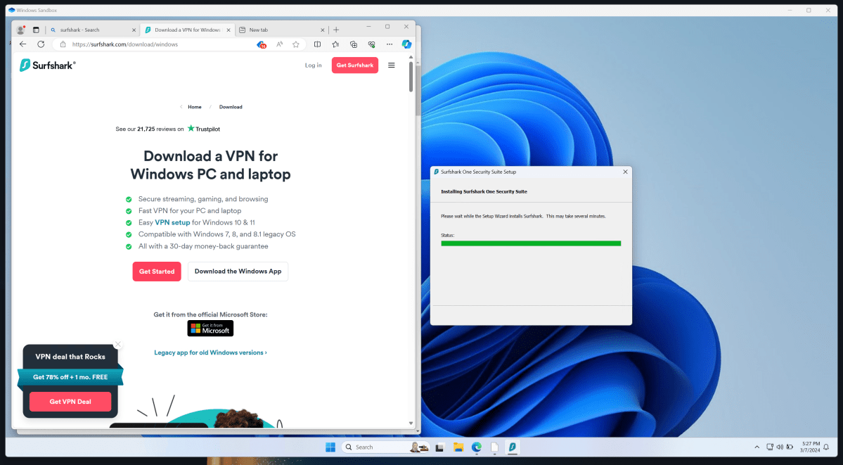 Windows Sandbox Surfshark VPN config paranoia PC