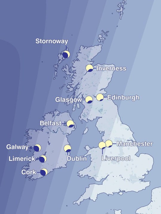 Map showing where the partial eclipse will be visible