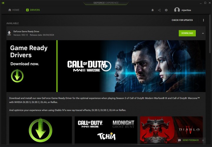 Nvidia GeForce Experience driver update feature,