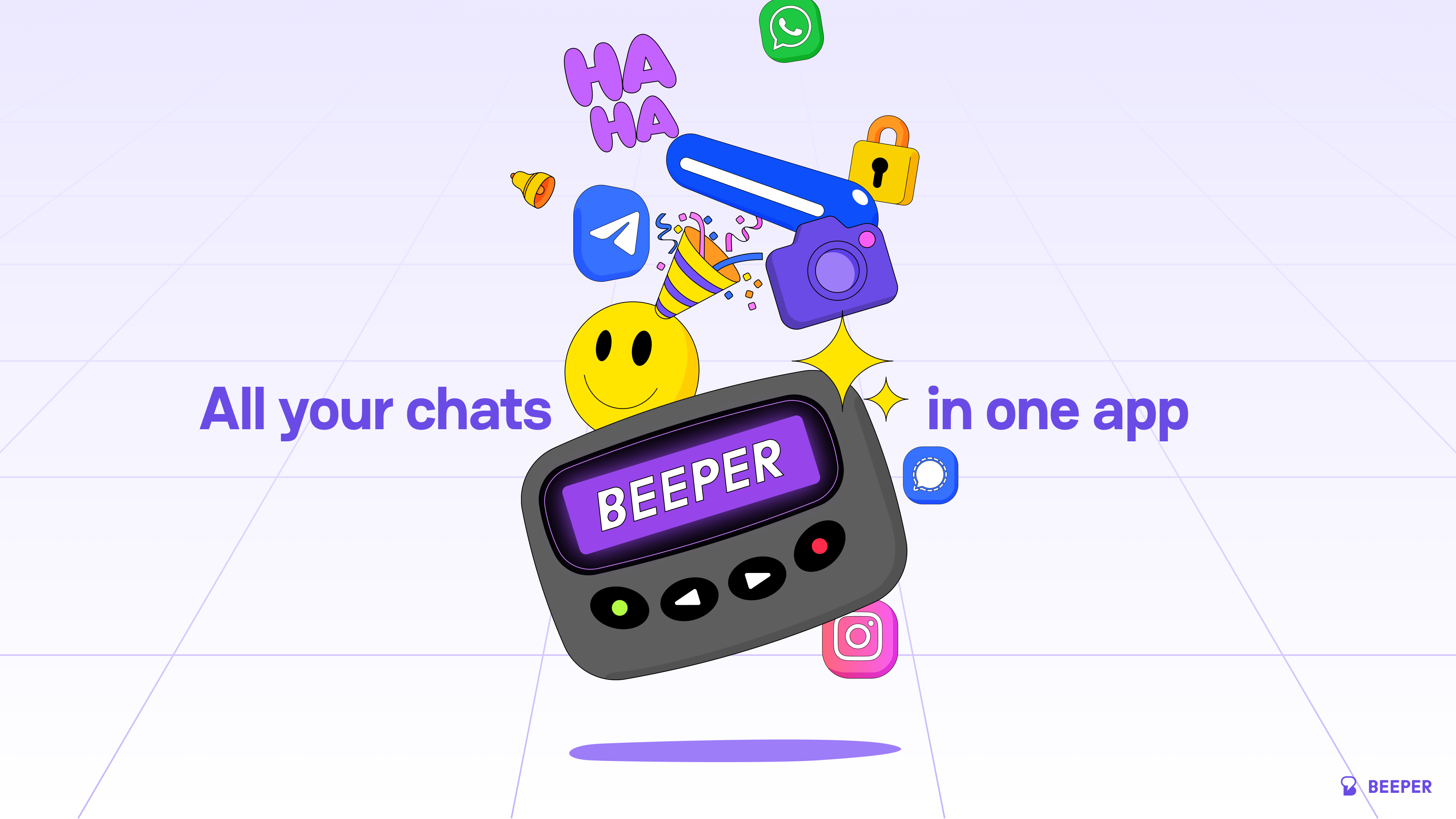 Beeper graphic that reads "All your chats in one app"