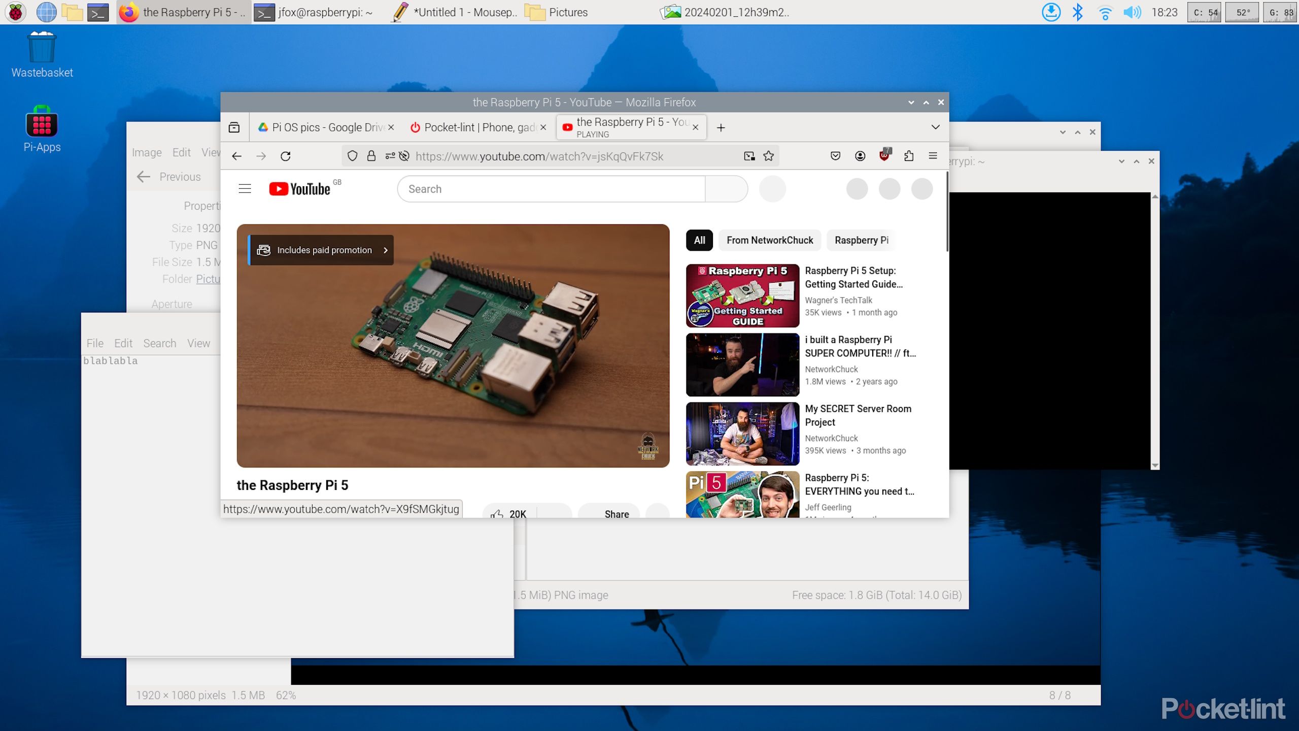 Raspberry Pi OS running multiple applications and browsing the web