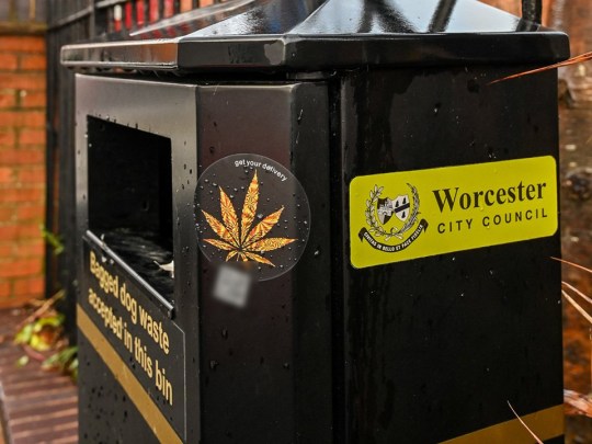 A drug dealer's QR code stuck on a bin in Worcester