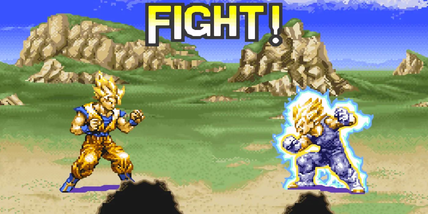 Vegeta fights Goku in the Super Nintendo's Dragon Ball Z: Hyper Dimension.