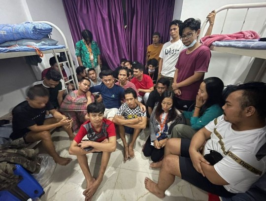 Indonesian workers who were trafficked into Cambodia in a company dormitory