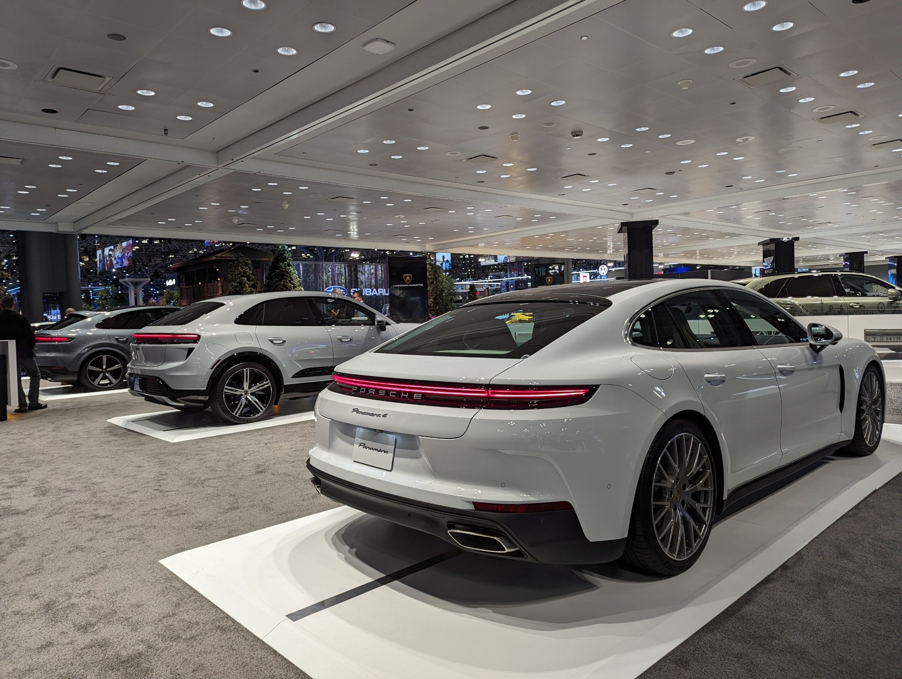 PHOTO: Porsche vehicles are seen at the 2024 New York International Auto Show, March 28, 2024, in New York. The carmaker is a member of the eFuels Alliance.