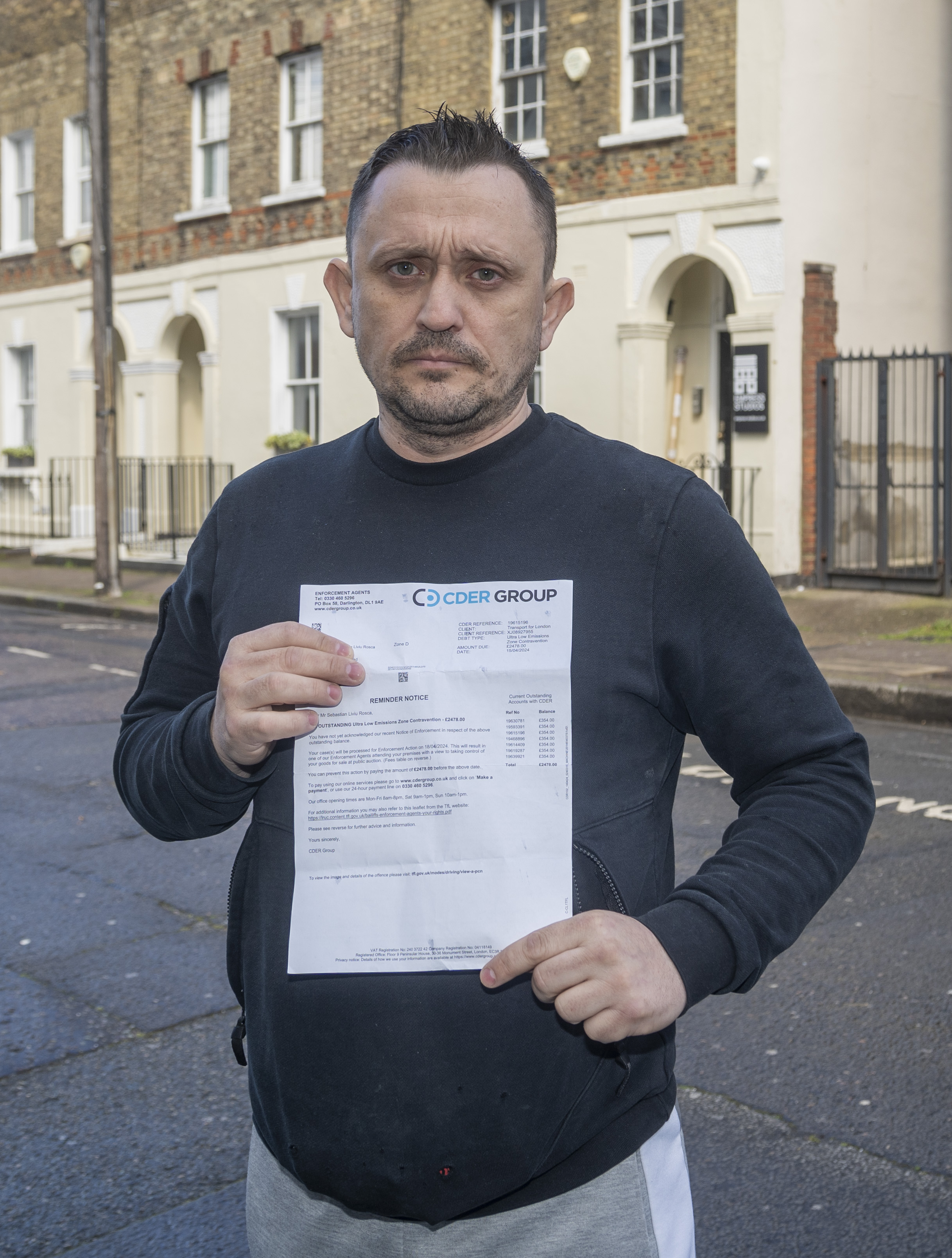 Rosca's car was ULEZ compliant, but bailiffs continued to chase him for £2,000