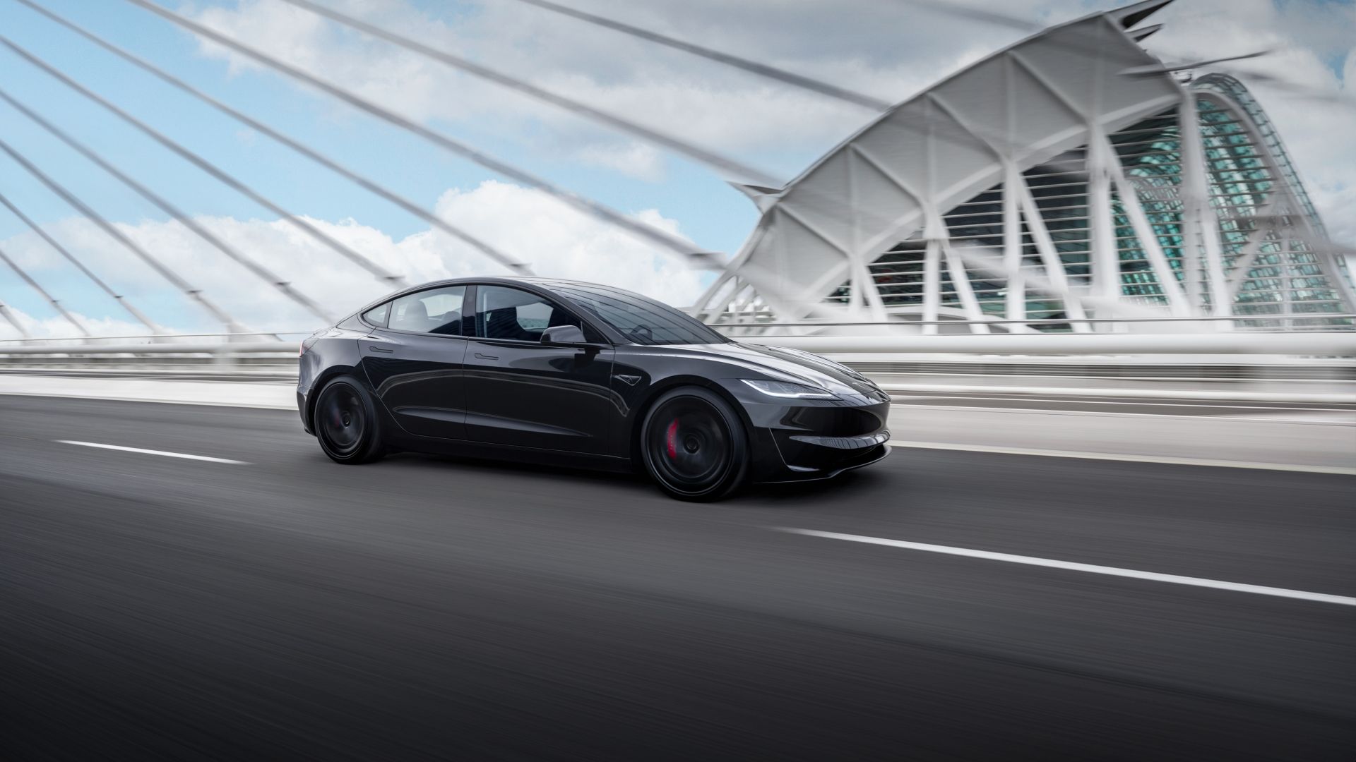 Black 2024 Tesla Model 3 Performance in action