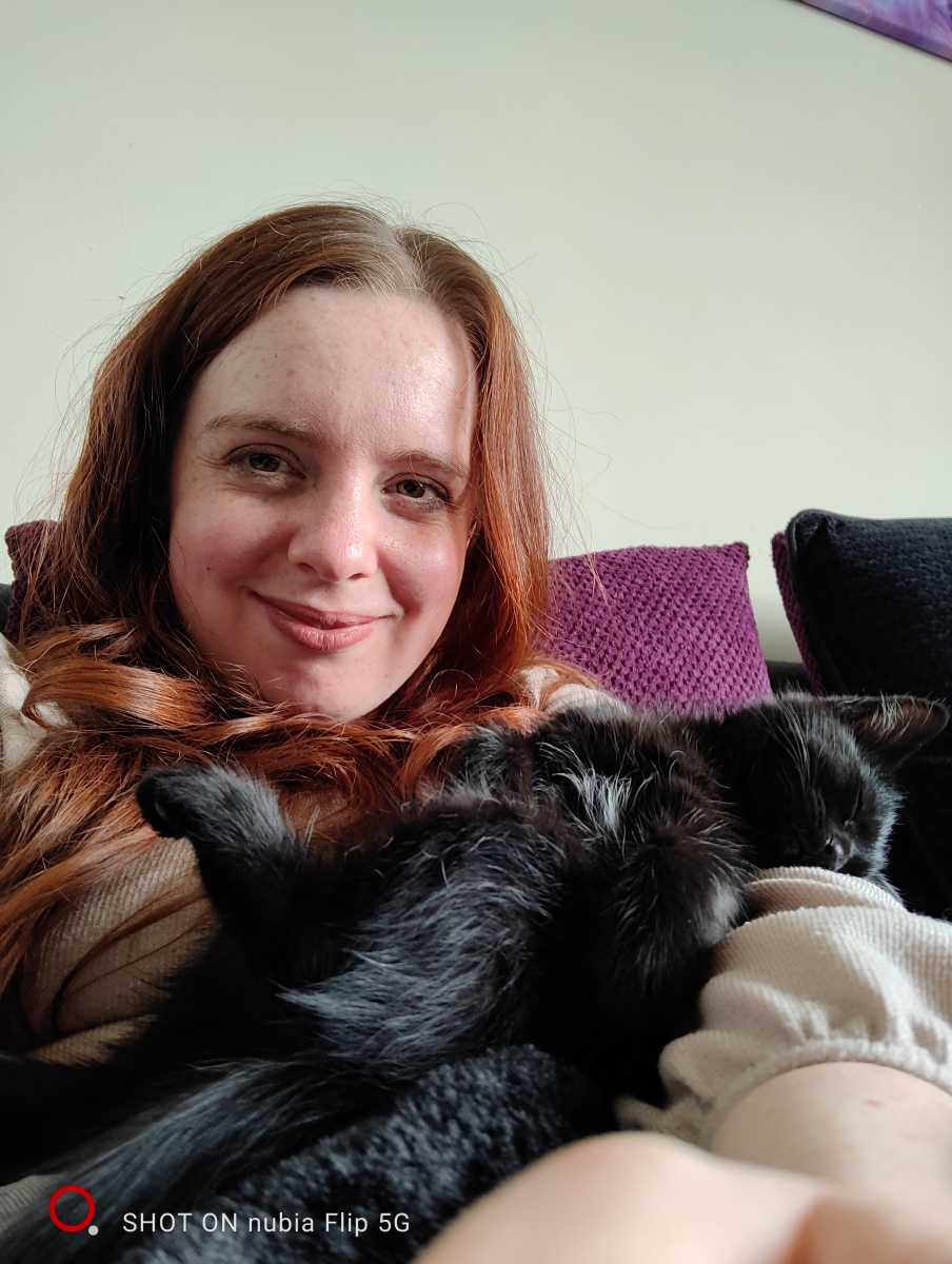 Selfie with sleeping kitten