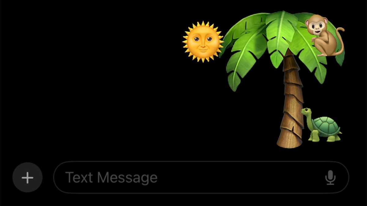 A jungle scene made of a group of emojis